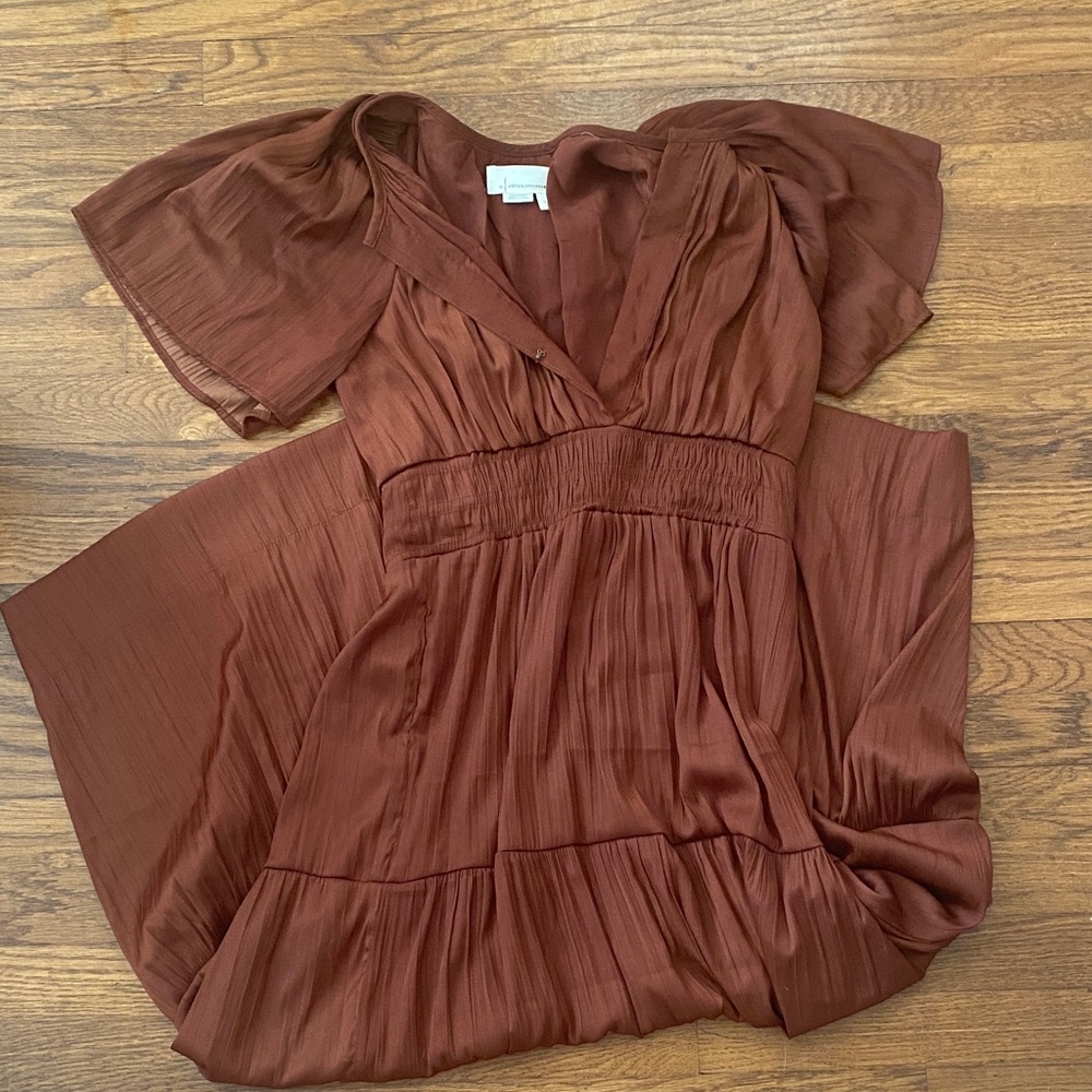 Anthropologie Burnt Orange Maxi Dress Sz S